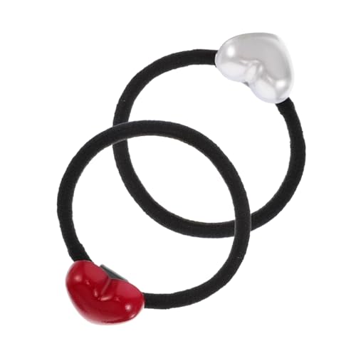 HAPINARY 2stücke Herzen Haargummis Aus Elastische Haarbänder Für Ponytails Modische Haarschmuck-accessoires in Rot Und Weiß Für Frauen Und Mädchen von HAPINARY