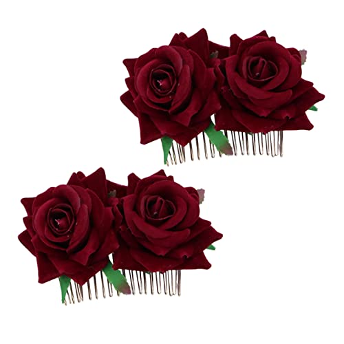 HAPINARY 2er Satz Rosenblüten Haarkamm Blumen Haarschmuck Kopfschmuck Für Frauen Mädchen Hochzeit Elegant Und Langlebig von HAPINARY