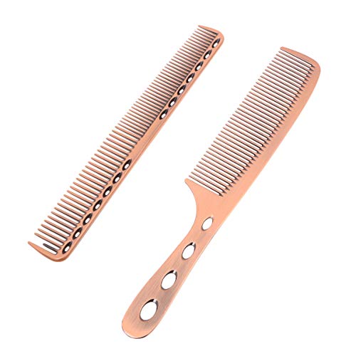HAPINARY 2er-pack Friseurkamm-set Haarkämme Für Frauen Und Männer Friseursalon-kämme Entwirrer Aluminium-haarschnitt-werkzeug Bronze von HAPINARY