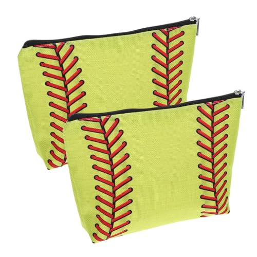 HAPINARY Kosmetiktasche Aus Leinen Mit Reißverschluss Reise-kulturtasche Für Damen Make-up-Tasche Mit Baseball-Design von HAPINARY