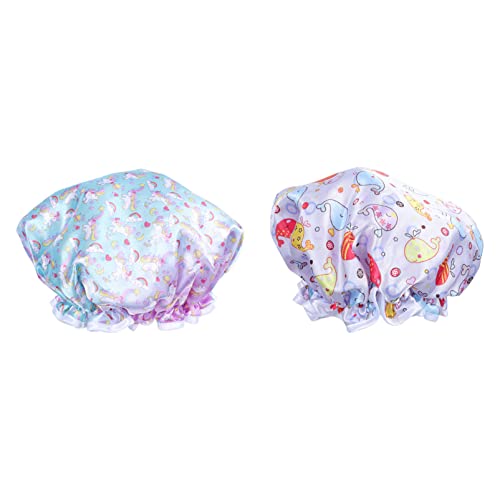 HAPINARY Duschhauben Für Jungen Und Mädchen 2er-pack Weicher Pe-satin-hut Für Kinderhaar von HAPINARY