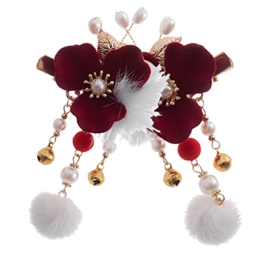 HAPINARY 2st Haarkugel Haarnadel Haarschmuck Für Damen Blumenhaarspangen Für Frauen Haarnadel Mit Baumelnder Quaste Blumenkopfschmuck Für Frauen Seitenclip Plüsch Haarball Fräulein von HAPINARY