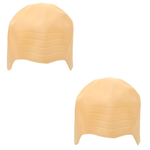 HAPINARY 2st Kopfbedeckung Seltsam Lustige Glatze Narrenkappe Glatze Perücke Kahler Mützenkopf Nackte Perückenkappe Bausatz Gefälschte Glatze Perückenköpfe Haarlose Glatze Kappen Kieselgel von HAPINARY