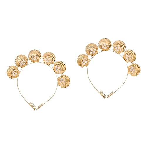 HAPINARY 2st Mode-haarreifen Perle Meerjungfrau-schale Muscheln Stirnband Aus Muschelschalen Seestern Stirnband Accessoire-mädchen Muschel-tiara Für Frauen Kopfbedeckung Strasssteine Golden von HAPINARY