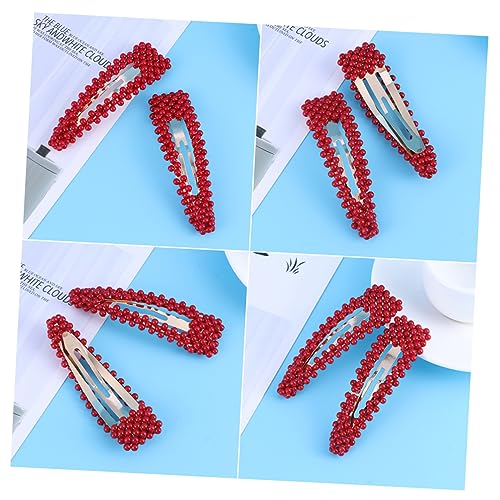 HAPINARY 2stücke Perlenhaarspangen Für Frauen Perlenspangen Mit Haarnadeln -stil Haarschmuck Für Mädchen Und Damen Rot Styling-haarspangen Mit Perlen Leicht Zu Befestigen von HAPINARY