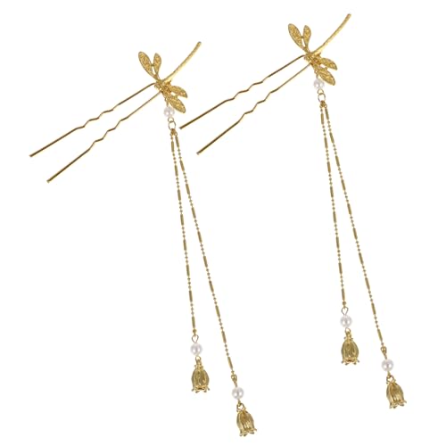 HAPINARY 2st Spaziergang Blumen-bananen-haarspange Stift Bobby Für Dickes Haar Drachen Haarstock Gummibänder Essstäbchen Haarnetz Föhnbürste Haarnadel Haarspange Für Frauen Legierung Golden von HAPINARY