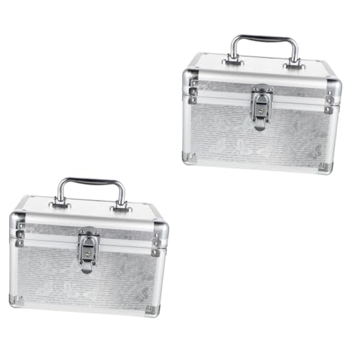HAPINARY 2st Tragbare Kosmetik Box Reise-Make-up-behälter Make-up-reisebehälter Reise-Kosmetiktasche Tragbarer Make-up-Organizer Make-up- Mit Tablett Polyester Silver HAPINARY 2st Tragbare Kosmetik Box Reise-Make-up-behälter Make-up-reisebehälter Reise-Kosmetiktasche Tragbarer Make-up-Organizer Make-up- Mit Tablett Polyester Silver von HAPINARY