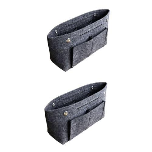 HAPINARY 2stücke Großes Filz-Make-up Und Toiletten-Organizer Tragbare Handtasche Mit Hoher Kapazität Für Reisen Gym Und Alltag Mittelgrau von HAPINARY