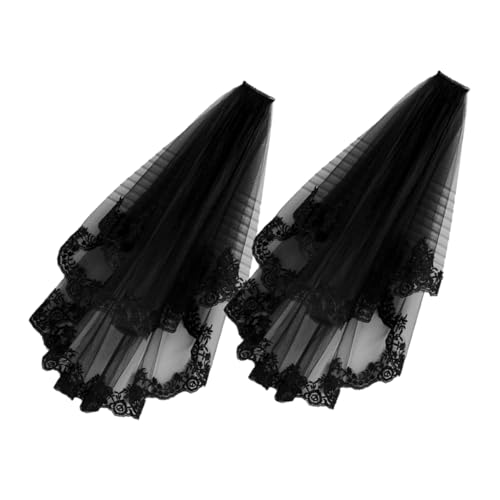 HAPINARY 2stücke Kurzer Hexen-schleier Mit Schwarzen Spitzenrand Für Halloween-kopfschmuck Kostümparty Und Cosplay-dekoration Langlebig Und Angenehm Zu Tragen von HAPINARY