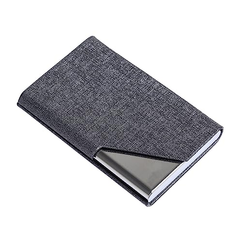 HAPINARY 2stücke Portable Business Card Holder Aus Edelstahl Und Pu-Leder Eleganter Und Robuster Kartenetui Organizer Dunkelgrau Für Visitenkarten Kreditkarten Und Namenskarten von HAPINARY