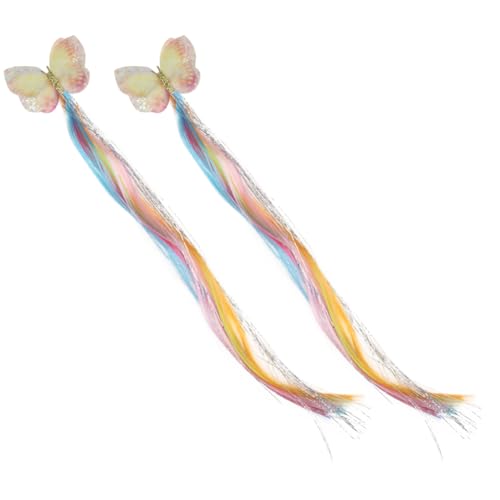 HAPINARY 2stücke Stck Regenbogen Haarverlängerungen Farbiger Kopfschmuck Junge Mädchen Kostüm Haar Zubehör Haarspangen Mädchen Haarschmuck von HAPINARY