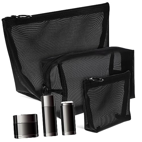 HAPINARY 3 STK Dreiteiliges Set mit schwarzen Kosmetiktaschen Netzstoff Kulturbeutel mit Reißverschluss Make-up-Taschen für Damen Kosmetiktasche Portable tragbare Kosmetiktasche bilden von HAPINARY