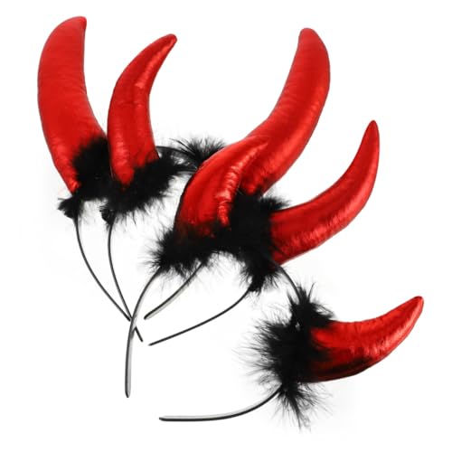 HAPINARY Haarspangen Für Damen 3 Stk Stirnband Horn Haarschmuck Damen Halloween Bräunungstuch Rot Trompete Haarspangen Für Kinder von HAPINARY