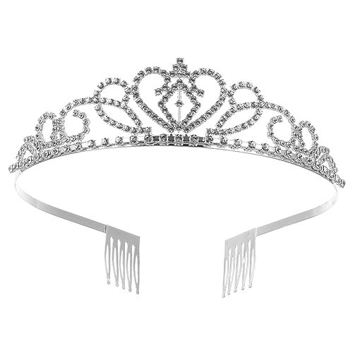 HAPINARY Tiara Mit 3 Braut Haarschleife Krone Tiara Krone Tagebuch Kostüm Kleine Silberne Krone Kinder Erstkommunion Krone Haarband Haarschmuck Für von HAPINARY