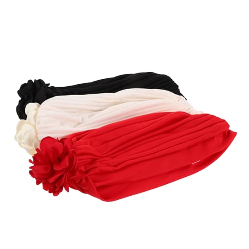 HAPINARY 3stücke Blumen-beanie-mütze Turban-wickelmütze Dehnbare Kopftuch-mütze Damen-kopfbedeckungen Schlafmütze Blumen-kopfbedeckung von HAPINARY
