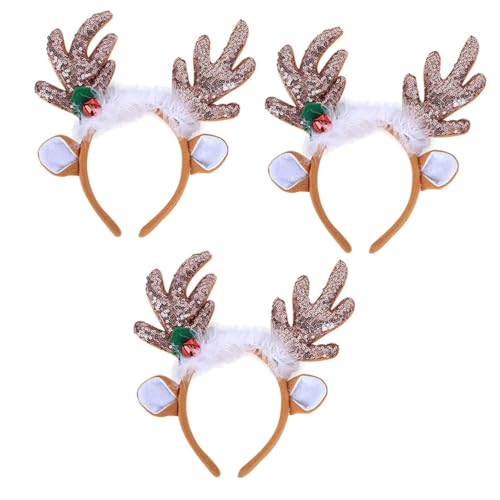 HAPINARY 3 Stück Geweih-stirnband Mit Pailletten Rentiergeweih-haarreif Unisex-party-haar-accessoire Weihnachts-kopfschmuck Für Damen Und Herren von HAPINARY