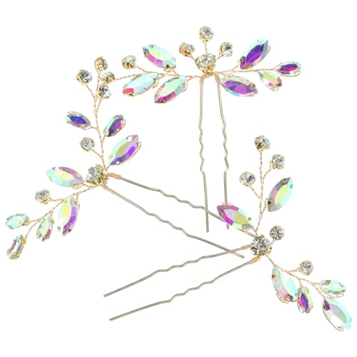 HAPINARY 3 Stück Glänzende Strass-brauthaarnadeln Hochzeitshaarspangen Haarschmuck Für Damen Kopfschmuck Für Hochzeit von HAPINARY