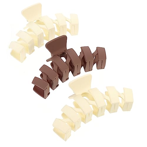 HAPINARY 3 Stück Großes Haarklammer für Damen Pack Beige Braun Multifunktionale Haarspangen für Dickes und Dünnes Haar für Alltag Make Up und Bad Rutschfestes Design für Perfekten von HAPINARY