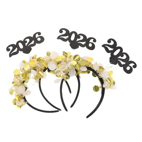 HAPINARY 3stücke Goldenes Stirnband Für Mädchen Goldenes Haarband Neujahrs-stirnband Kopfbedeckungen Für Silvesterparty Party-kopfbedeckungen Für Frauen Mit Einzigartigem Zahlen-design von HAPINARY