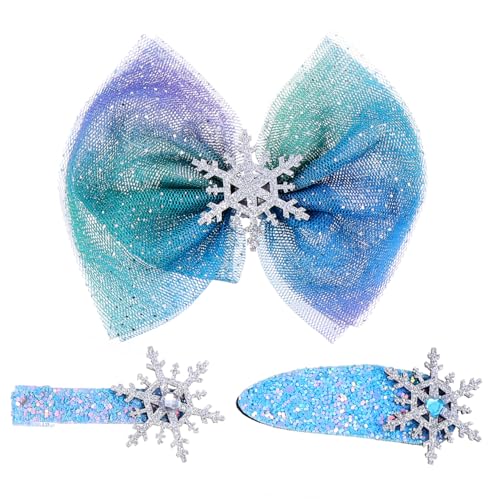 HAPINARY 3 Stück Weihnachtliche Haarklammern Teilig mit Schneeflocken Schleifen Modische Haarspangen für Mädchen Langlebig und Rutschfest Festlicher Haarschmuck für Weihnachten Blau von HAPINARY