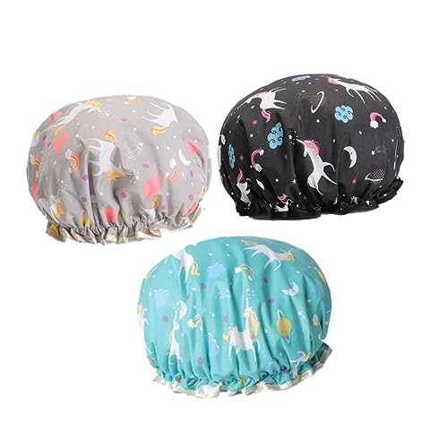 HAPINARY 3-teiliges Muster Doppellagige Badehaube Duschhaube Für Damen Und Herren Seegrau/schwarz von HAPINARY