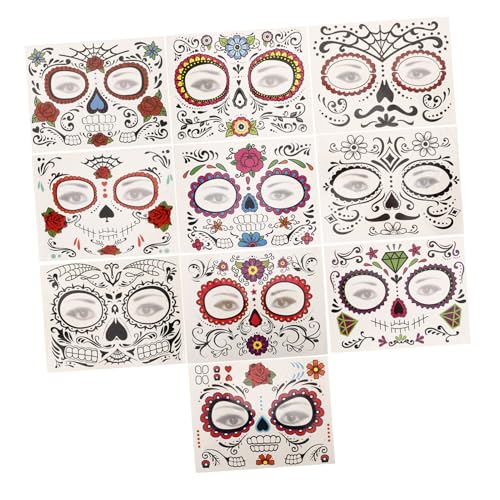 HAPINARY 30blätter Halloween Skull Face Aufkleber Temporäre Tattoos Für Halloween-partys Zufällige Designs Einfach Anzubringen Entfernen Schauriger Spaß Für Freunde Und Familie von HAPINARY