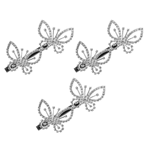 HAPINARY 3 Stück Strass Schmetterlings Haarspangen Damen Rutschfest Elegant Für Hochzeiten Und Partys Haarschmuck Für Frauen Und Mädchen von HAPINARY
