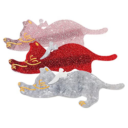 HAPINARY 3 Stück Katzen Haarspangen Für Frauen Acryl Duckbill Clips Hautfreundlich in Pink Grau Und Rot Vielseitige Haaraccessoires Für Kinder Und Erwachsene Für Geburtstage Und Feste von HAPINARY