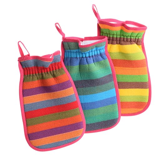 HAPINARY 3St doppelseitiges Badetuch Kochhandschuhe Gesichtsreiniger Teichhandschuhe Reinigung exfoliating glove exfoliate gloves Peeling-Badehandschuhe Peeling-Badetuch pflanzliche Seide von HAPINARY