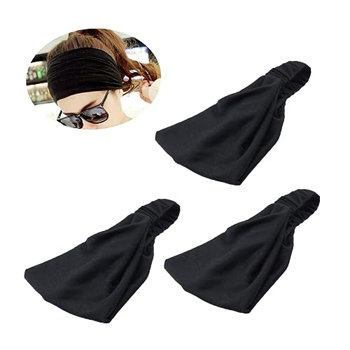 HAPINARY 3stücke Elastisches Yoga-stirnband Atmungsaktiv Und Schweißabsorbierend Rutschfestes Sport-haarband Für Frauen Und Teenager Dehnbar Und Knitterfrei Schwarz von HAPINARY