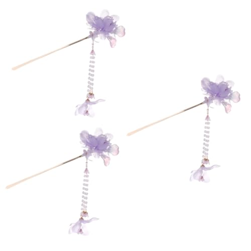 HAPINARY 3st Haarnadel Hanfu-haar Haarstäbchen Aus Sandelholz Chinesische Haarstäbchen Japanische Haarstäbchen Frauenhaarstock Haarschmuck Für Frauen Haarschmuck Für Damen Stoff Violett von HAPINARY