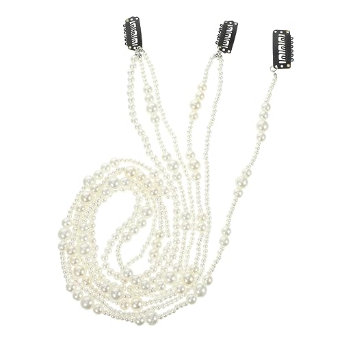 HAPINARY 3stücke Teiliges Perlen-haarband Mit Quasten Haarketten Für Zöpfe Eleganter Haarschmuck Für Besondere Anlässe Für Und Mädchen von HAPINARY