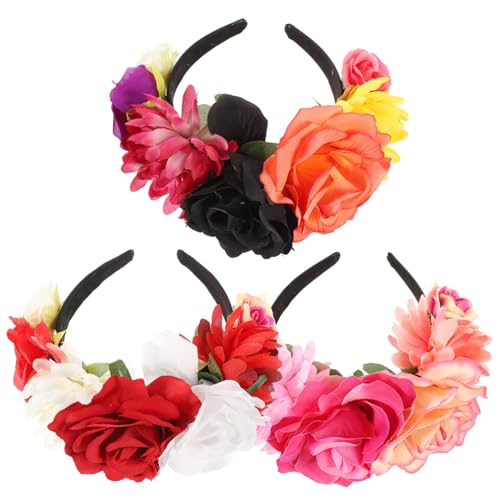 HAPINARY 3-teiliges Halloween-blumenstirnband Gothic-kopfbedeckung Party-haar-accessoire Für Frauen von HAPINARY
