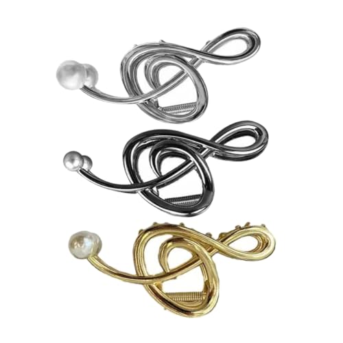 HAPINARY 3stücke Metall Haarklammern Mit Musiknoten Und Kunstperlen Modisches Haarzubehör Für Lange Oder Lockige Haare Für Damen Geeignet Für Alltag Und Partys von HAPINARY