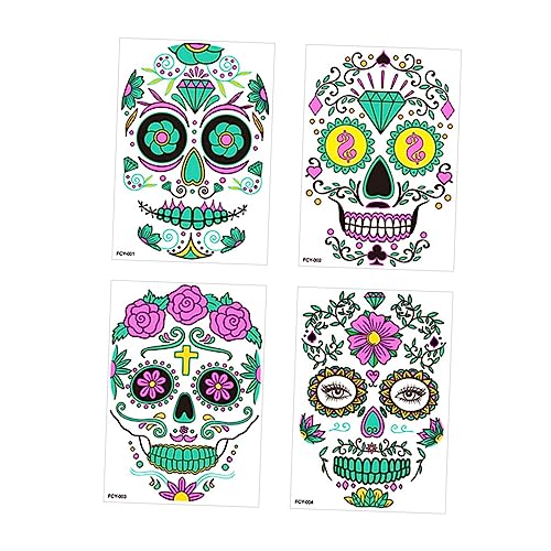 HAPINARY 4 Bögen im Dunkeln leuchtende Aufkleber für Halloween-Kostüme. Realistische Körperaufkleber mit Spezialeffekten. Leuchtende Gesichtsaufkleber von HAPINARY