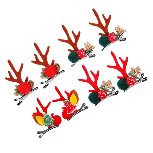 HAPINARY 4 Paar Geweih-haarspangen Weihnachten Elchgeweih-clips Für Kinder Hirschhorn-haarspangen Party-kopfschmuck von HAPINARY