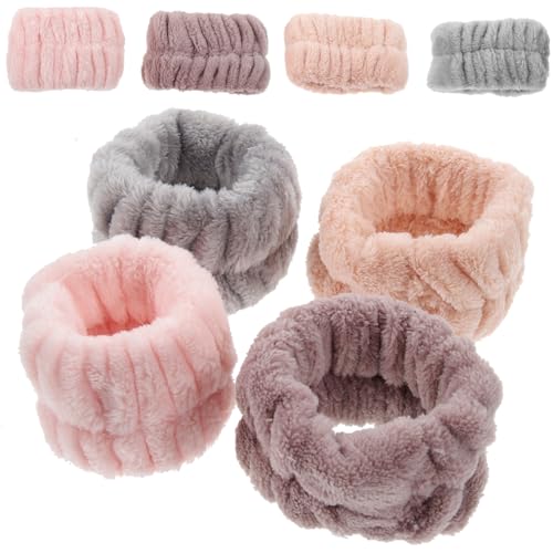 HAPINARY 4 Paare Handhaargummis Zum Waschen Des Gesichts Handtuch-armbänder Gesichtswascharmbänder Für Den Haushalt Armbänder Zum Waschen Des Gesichts Handgelenk Waschband Flanell von HAPINARY