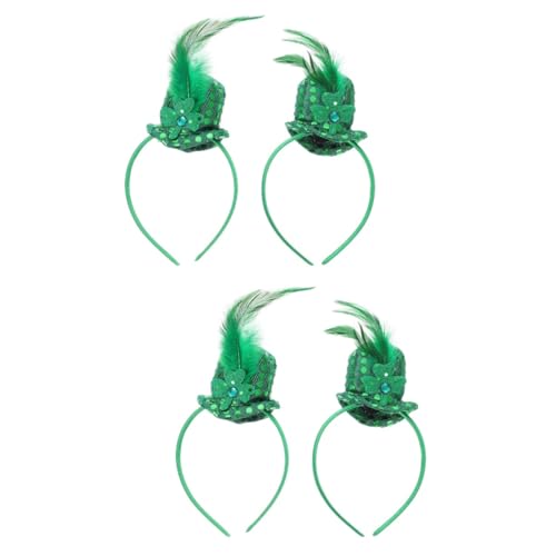 HAPINARY 4stücke Patrick's Day Haarband Mit Kleeblatt-design Glitzerndes Hut-haaraccessoire Für Themenpartys Und Feiertagsfeiern Festliche Kopfbedeckung Grün von HAPINARY