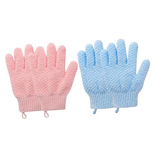 HAPINARY 4 Stück Bade-Peeling-Handschuhe Spa-Duschhandschuh Badeschrubber peelinghandschuh peeling handschuhe badehandtuch Badetuch handschuhartige Waschhandtücher Badehandtücher Fäustlinge von HAPINARY