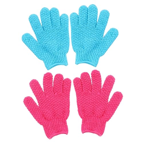 HAPINARY 4 Stück Bade-Peeling-Handschuhe exfoliating glove exfoliate gloves Peeling-Handtuch Luffa-Handschuhe Dusche Badetuch Badehandschuhe Badeschrubber fünf Finger Gesichtstuch Polyester von HAPINARY