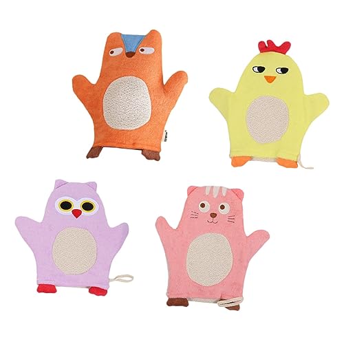 HAPINARY 4 Stück Kinder-badehandschuhe Mit Tiermotiven Rückentücher Für Badedusche von HAPINARY
