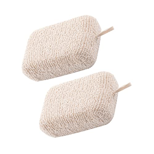 HAPINARY 4 Stück Befeuchte das Bad Wäscher native Körperwäsche Gesichtswerkzeuge Gesicht Gesichtsschwamm Dusche Luffa heizlùfter badehandtuch Badewerkzeug Badetuch Flachs Beige von HAPINARY