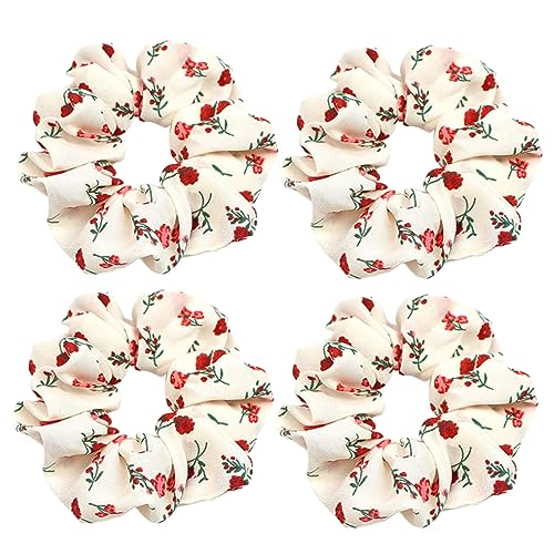 HAPINARY 4 Stück Blumen Haarklammer Elastische Haargummis Dehnbares Haarseil Pferdeschwanzhalter Für Mädchen Haar-accessoires Mit Blumendruck von HAPINARY