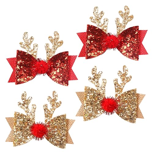 HAPINARY 4stücke Weihnachten Geweih Haarclips Für Mädchen Weihnachtsfeier Haarschmuck Mit Schleifen Und Glitzer Für Damen von HAPINARY