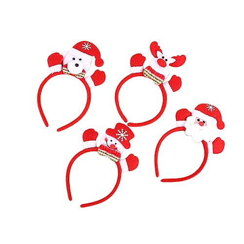 HAPINARY 4 Stück Haargummis für Kinder Weihnachtsgeschenke Weihnachtshaarreifen Tiara kopfschmuck Weihnachtshaarband Weihnachtskopfbedeckung Hirsch Kopftaste Ausgabekarte von HAPINARY