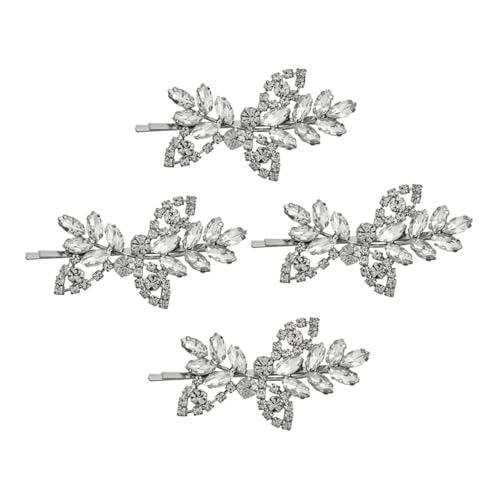 HAPINARY 4 Stück Haarschmuck Damen mit Funkelnden Strass Silberfarbene Haarspangen Haarnadeln für Party Alltag und Besondere Anlässe von HAPINARY