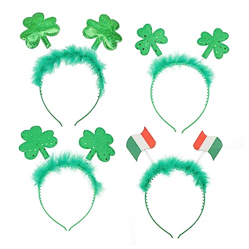 HAPINARY 4 Stück Klee Stirnband Kinderanzüge Saint Patricks Day Stirnband Haarpflegezubehör Vier Stirnbänder Haargummis Für Kinder Festival-kopfreifen Haarband Plastik Hase Pailletten von HAPINARY