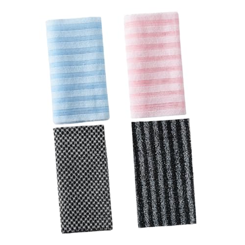 HAPINARY 4er-pack Peeling-badetücher Japanischer Schrubber Rückenwäscher Für Frauen Duschschrubber Weiche Luffa-waschlappen Schwarze Streifen Schwarzes Netz von HAPINARY