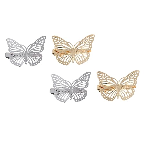 HAPINARY 4 Stück Metall Haarklammern Schmetterling Haarschmuck für Damen Haarspangen Gold und Silber Vielseitig für Verschiedene Frisuren und Anlässe von HAPINARY