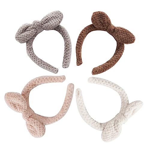HAPINARY 4-teiliges Plüsch-haar-accessoire Dekoratives Haar-accessoire Haar-requisite Gesichtswasch-kopfschmuck Haarreifen von HAPINARY